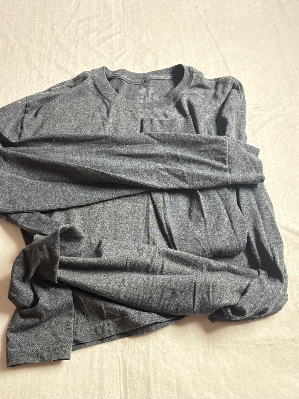 Jerzees Men's Long Sleeve Crewneck Tee - Heather Charcoal - Picture 3 of 3